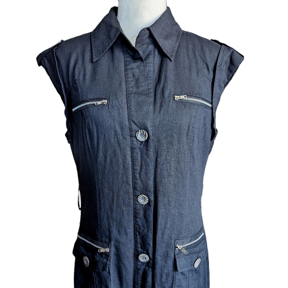 Spense Button Up Sleeveless Black Dress Size 8 - Picture 3 of 11